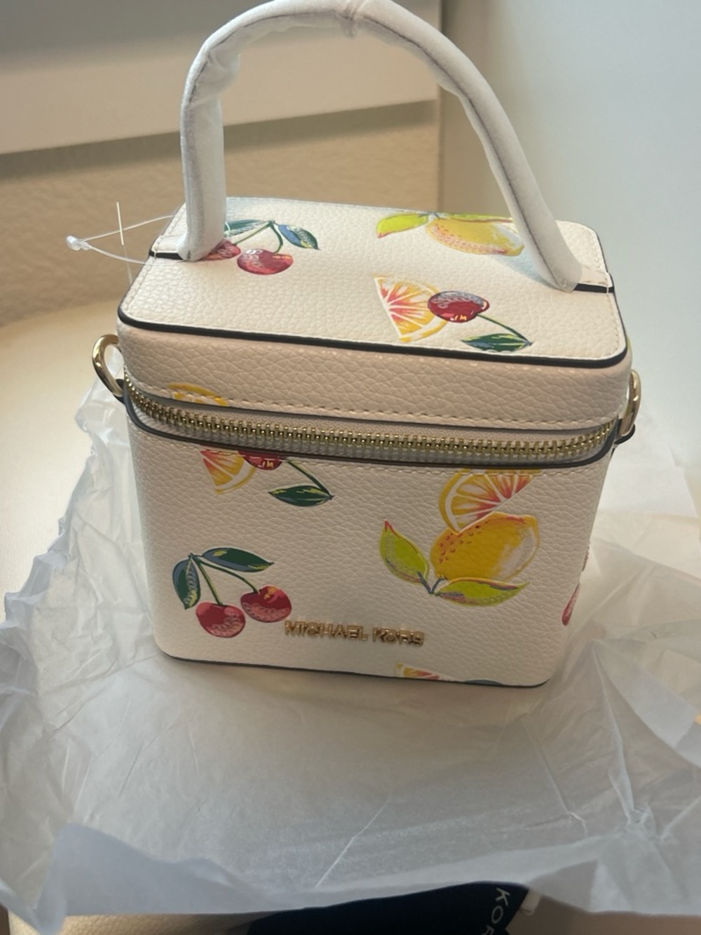 Michael Kors Optic White Mini Bag with Yellow and Pink Citrus Print - Picture 5 of 11